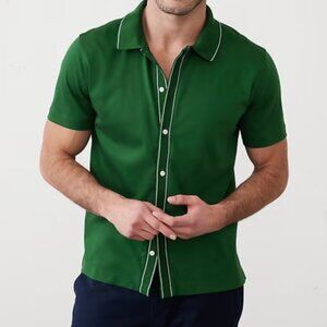 Banana Republic Luxe Touch Polo, Green Mosaic, Large, NWT